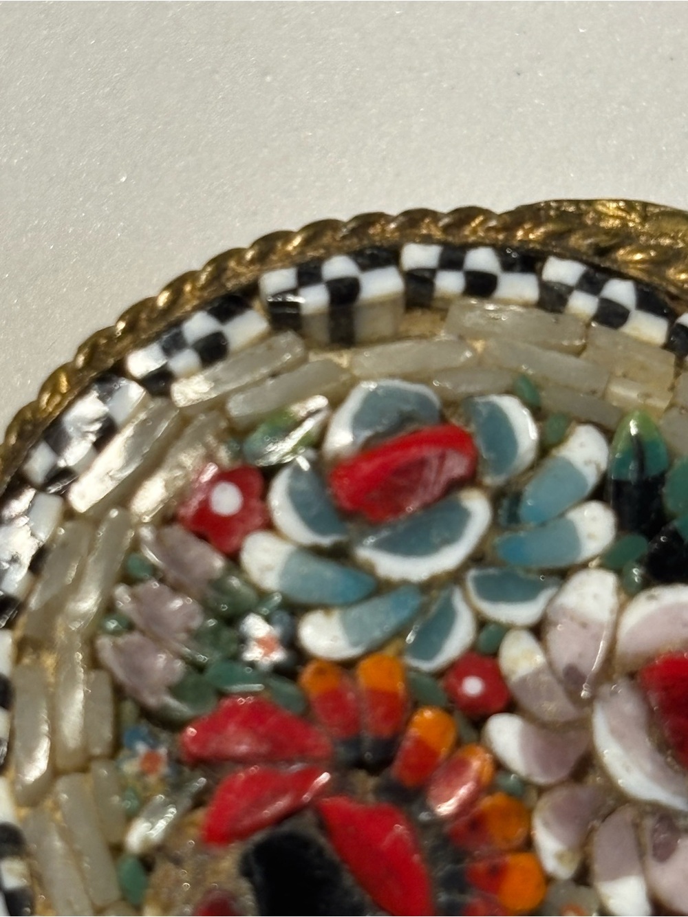 Vintage Italian Micro Mosaic Floral Pill Box - Picture 9 of 9